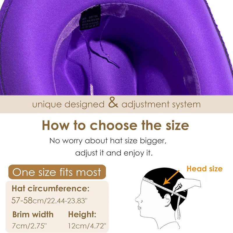 Gossifan Men & Women Belt Buckle Fedora Hat Wide Brim Floppy Panama Hat - Image 2
